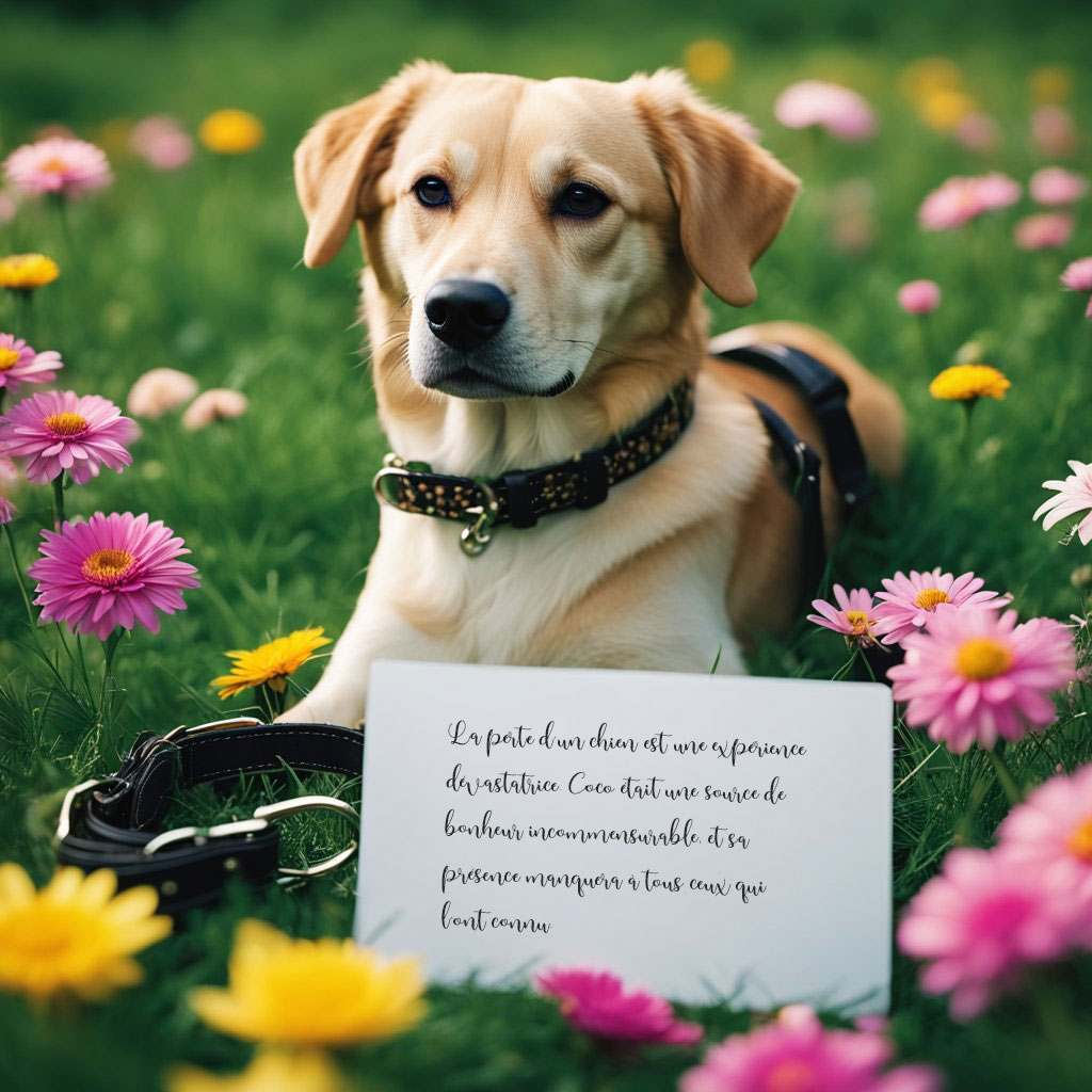 une carte de condoléances pour un chien